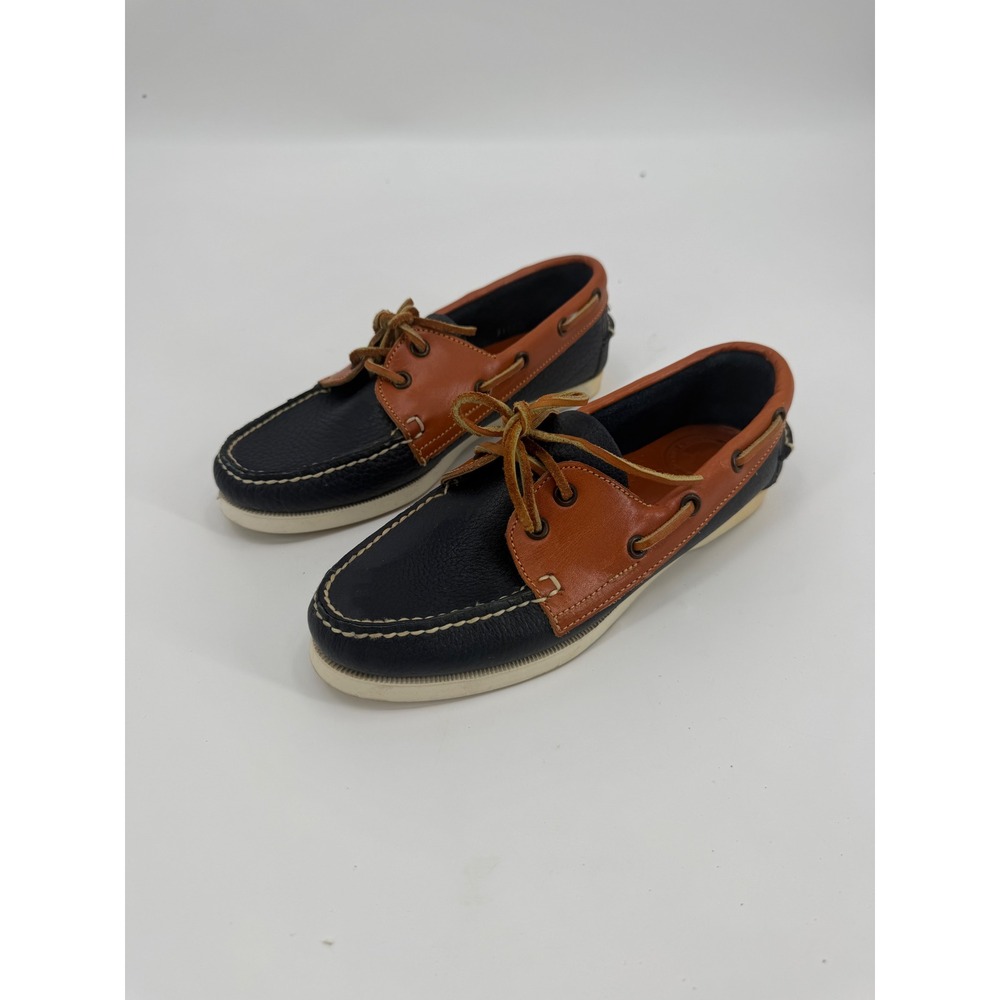Dooney & Bourke Boat Shoes 7 M Navy Tan Leather Nautical Loafers 91917